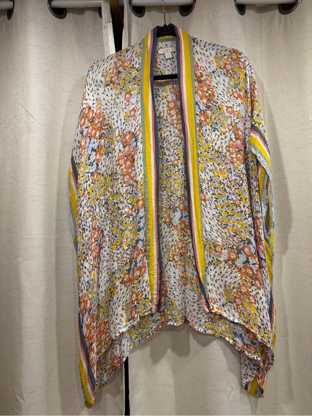 Loft Floral Stripe Open Kimono